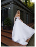 Strapless White Tulle Flowing Wedding Dress With Detachable Sleeves Strapless White Tulle Flowing Wedding Dress With Detachable Sleeves
